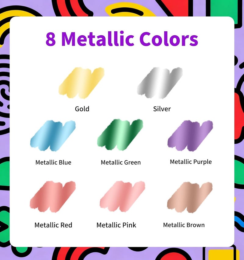 Joyask Liquid Chalk Markers for Blackboard, 8 Metallic Colors Washable Window Markers, 10mm 3-in-1 Jumbo Wide Tip, Dry Erase Marker Pens for Chalkboard, Car Window Paint Pens for Christmas Glass Decoration - Image 2